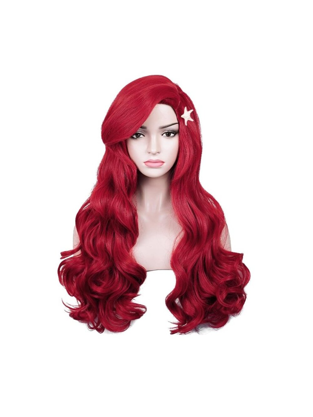 Women's Dark Red Starfish Heat Resistant Synthetic Fiber Long Straight Ombre Wig